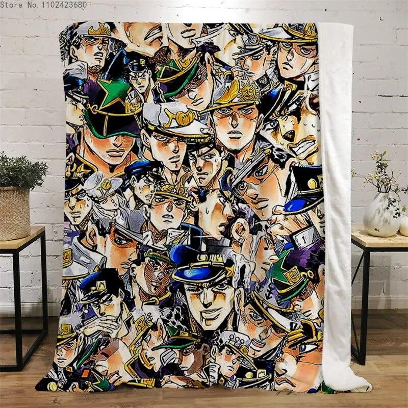 Фланелевые одеяла японского аниме «JoJo Bizarre Adventure» с принтом для детей и взрослых, одеяло, диван, путешествие, одеяло для студентов-подростков