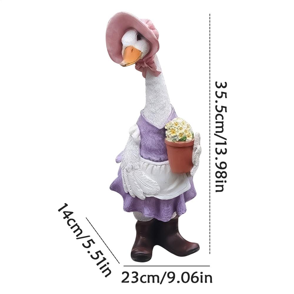 Creative Duck Statue Resin Geese Sculpture With Outfits Delicate Indoor Living Room Art Outside Decoration For Garden Lawn Patio