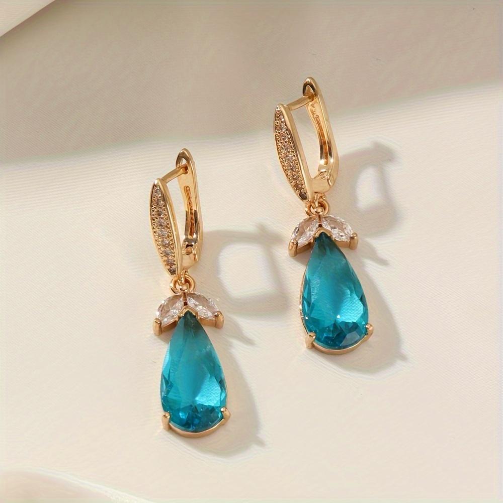 Серьги из искусственного кристалла для женщин 2025 Новые серьги-подвески в форме капли воды Модные золотистые аксессуары для вечеринок