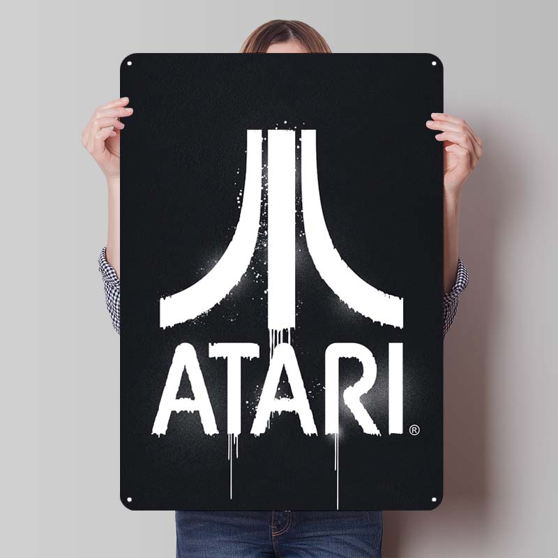 A-Atari Posters Classic Game Metal Signs Wall Decor Custom Tinplate Plaques for Gamers Gaming Room Decoration Art Mural Man Cave