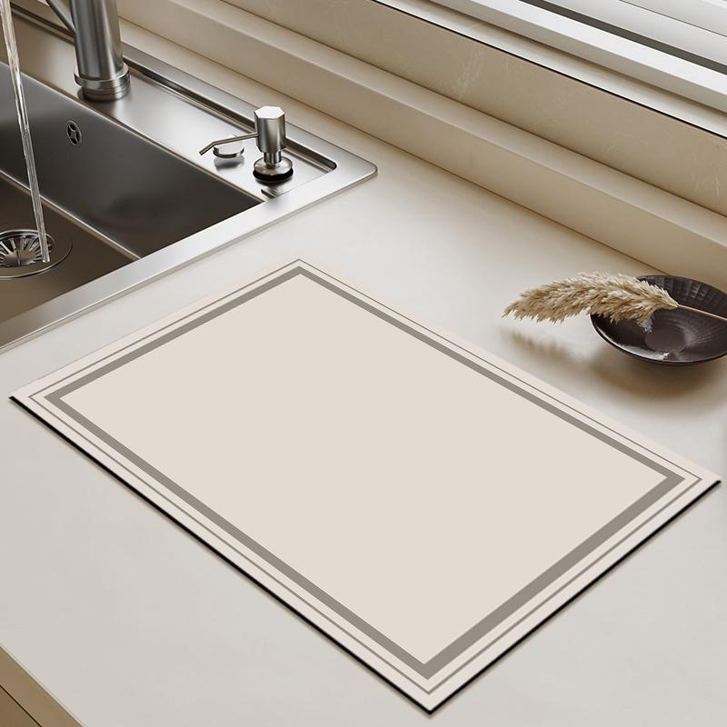 Non-Slip Diatomite Mat Dish Drainer Rug Kitchen Drain Pad Absorbent Coffee Mats Quick Drying Kitchen Rugs Sink Draining Mat