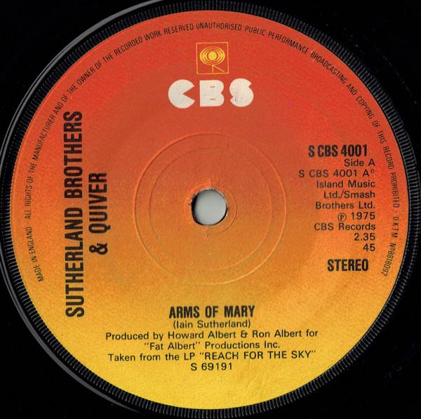7-дюймовая пластинка SUTHERLAND BROTHERS & QUIVER - Arms Of Mary SCBS4001 CBS 1976 UK Рок Б/у