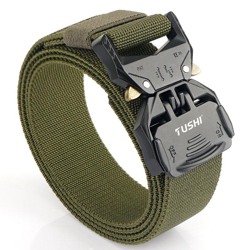 Новый мужской ремень для поездок на работу с автоматической пряжкой из нейлона, универсальный двухслойный толстый ремень для отдыха на природе