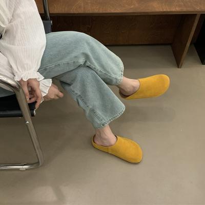 Баотоу Биркеншток полушлепанцы женские 2025 осень новинка ретро Мори универсальные коровья кожа платформа ленивые туфли