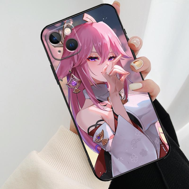 Чехол для телефона Yae Miko Genshin Impact для iPhone 17 Pro Max 14 13 12 11 15 16 Pro Max mini 16 15 Plus 16e 17 Air