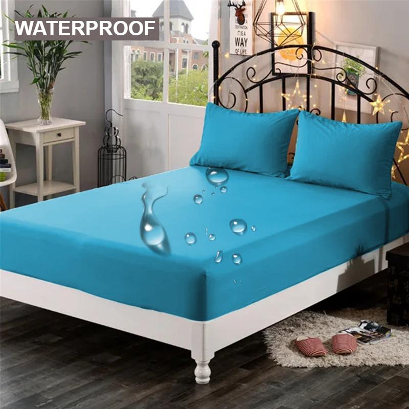 1 шт. Водонепроницаемая простыня на резинке из высококачественной реактивно окрашенной плотной ткани, эластичная, доступна в различных размерах, мягкая простыня, пишите, серый, черный, 120/140/160