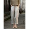Linen Drawstring Waist Casual Nine-point Pants Harem Pants Women's Spring Wide-leg Pants