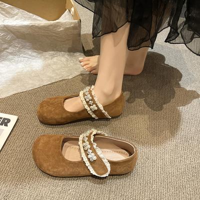 Универсальные однобортные туфли на плоской подошве со стразами и круглым носком, женские туфли на весну и осень 2025 года, юбка в стиле ретро с мягкой подошвой