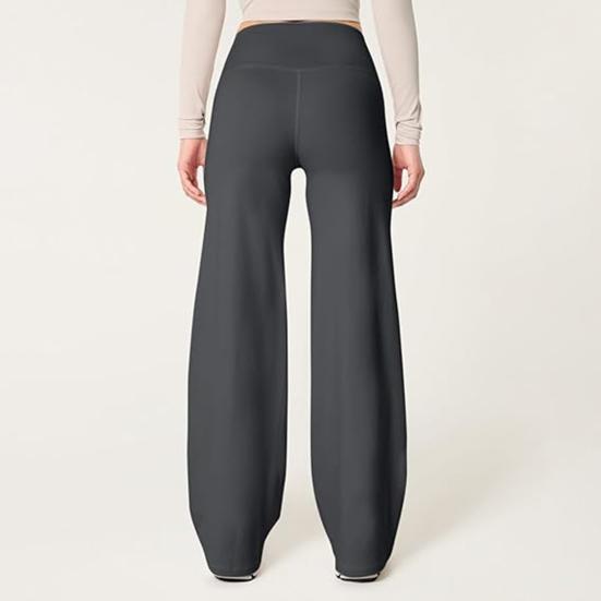 Женские расклешенные брюки с высокой талией, однотонные прямые брюки, однотонные прямые брюки с утягивающим эффектом для йоги