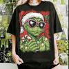 Винтажная футболка с рождественскими огнями Гринча Merry Grinchmas Унисекс