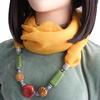 Cotton-Linen Infinity Scarf with Handmade Beaded Pendant, Women's 2-in-1 Boho Scarf Necklace Accessory