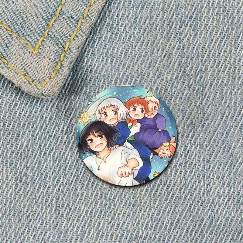 58 мм Ghibli Studio брошь мультфильм «Ходячий замок Хаула» значки для косплея эмалированные булавки коллекция нагрудник для рюкзаков декор одежды