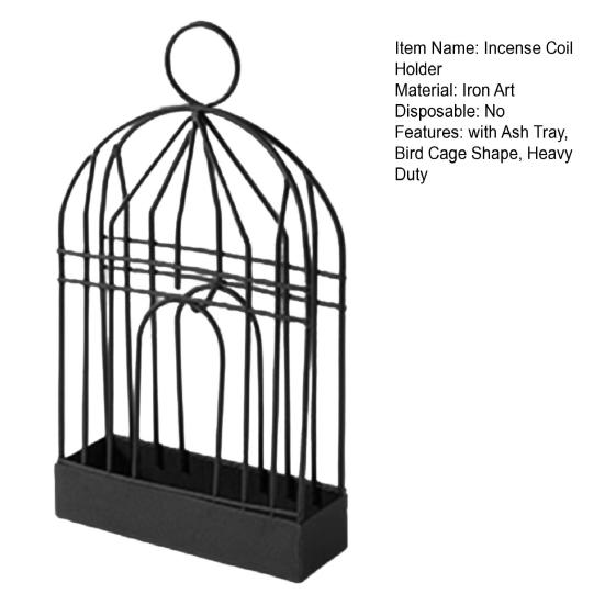 Подставка-держатель для благовоний в виде птичьей клетки с поддоном для сбора пепла, отпугиватель, подвеска-держатель для спиральных благовоний, портативная декоративная курильница для благовоний