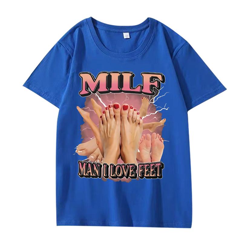 Футболка MILF Man I Love Feet мужская женская Оверсайз 100% хлопок Горячая распродажа с коротким рукавом Летний принт уличная одежда Унисекс больших размеров топы