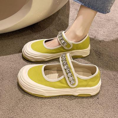 Женская обувь из парусины, готические женские туфли с круглым носком, Мэри Джейн, японский стиль, Лолита, зеленые, вулканизированные, для предлагаемых тенденций 2024 года A
