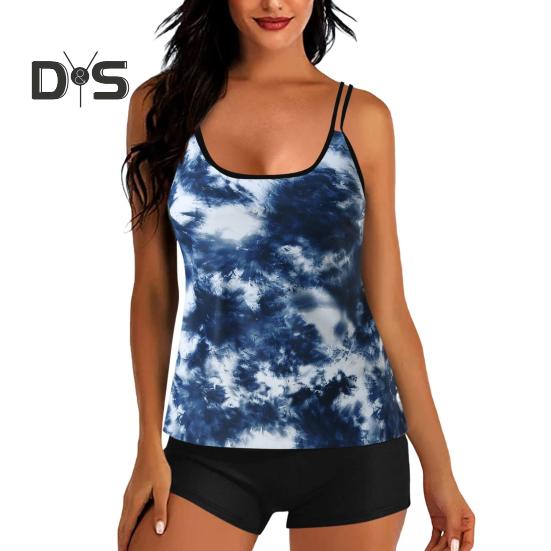 Комплект из 2 предметов: танкини, съемный ремешок, нагрудная накладка, регулируемые лямки, топы с эластичной талией, принтованные плавки, комплект пляжной одежды