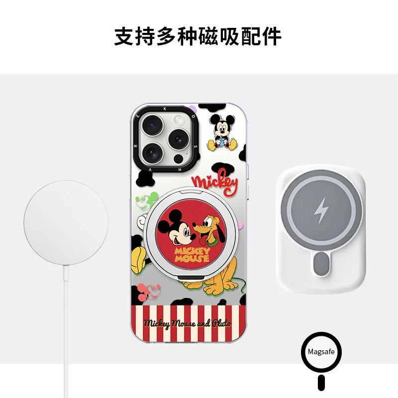 Микки Плуто подходит для Apple 16pro чехол-подставка для мобильного телефона 13 магнитный держатель 15 милый мультяшный 14 ми