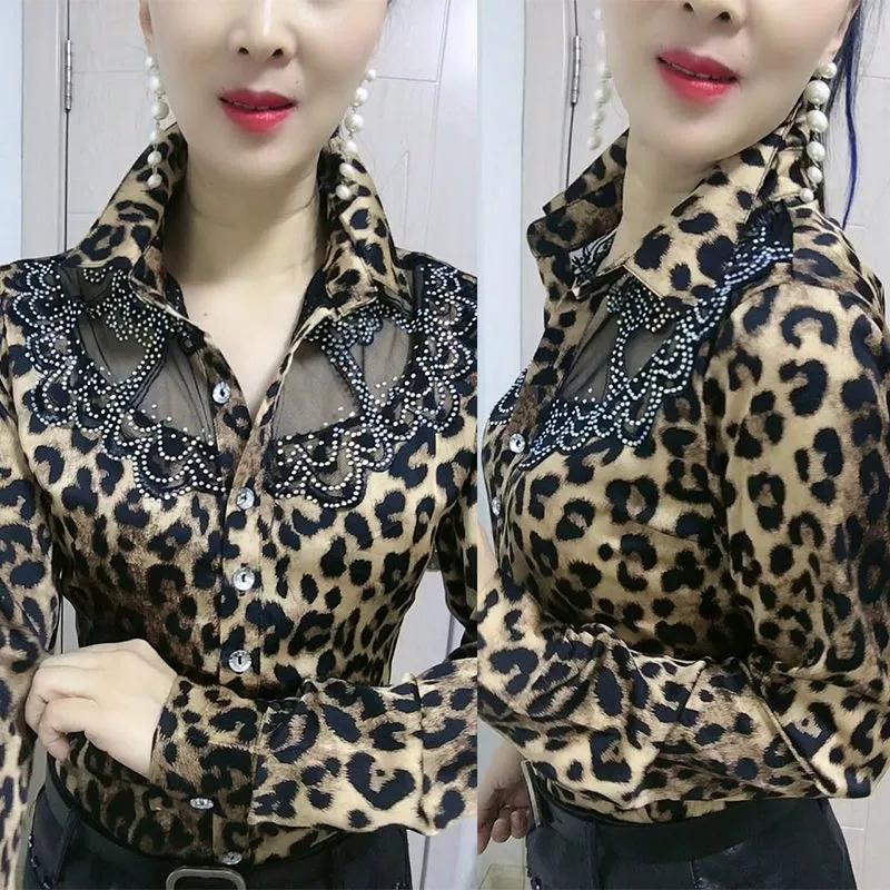 Blouse Tops Offce Lady Shirts Summer Lace Chiffon Shirts Women's Lapel Stitching Printing Buttons Female Blusas Chemises Fleurs