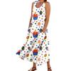 Women's Summer Casual Fashion Easter Printed Sleeveless Round Neck Pocket Dress