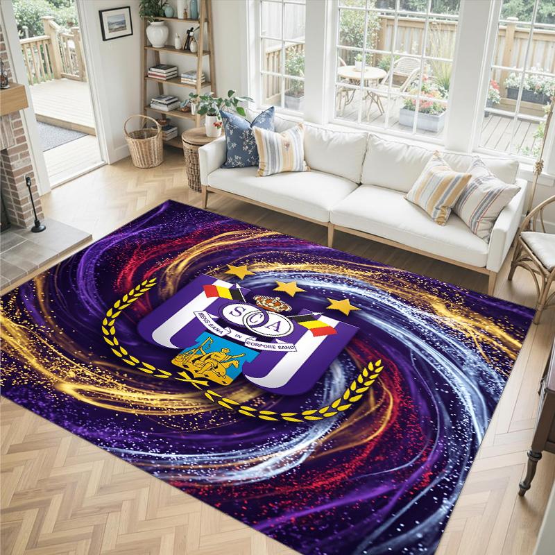 Anderlecht FC Design Crystal Velvet Carpet Cozy Non?Slip Printed Rug For Bedroom Living Room Entrance