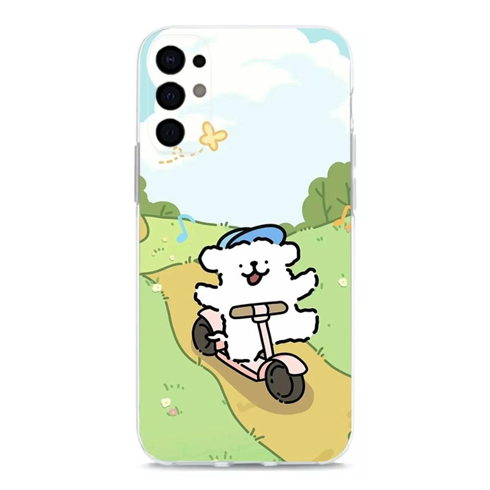 Корея линейка щенок Мальтийская болонка Чехол для телефона Для Samsung S30,S23,S21,S22,S20 Ultra,S20 FE lite,S10,S9,S8 Plus Прозрачный корпус