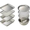 Lovese Tsubame Sanjo Нержавеющая сталь Тарелка-миска Круглый дуршлаг Мелкий дуршлаг Квадратная квадратная тарелка из нержавеющей стали Всего 8 предметов Набор Сделано в