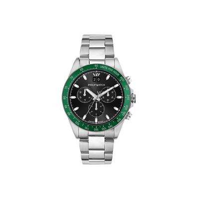 Часы швейцарского производства Caribe Sport Chronograph из нержавеющей стали с черным циферблатом Sunray Quartz R8273607010 100M мужские часы
