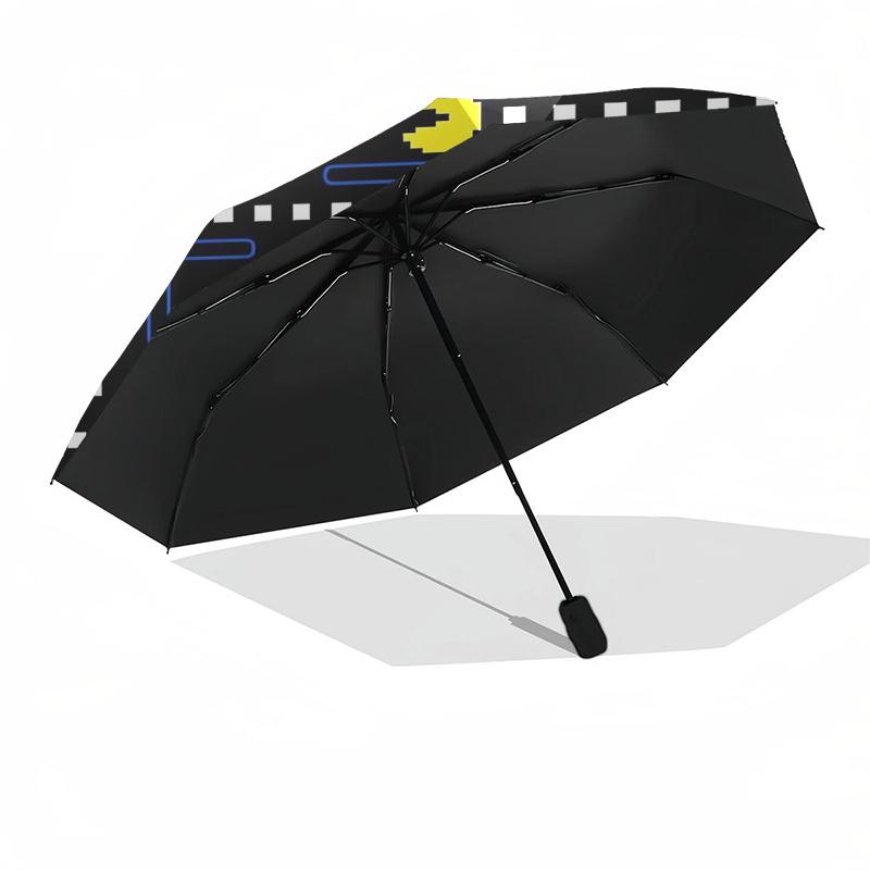 Pac-Man, Retro Themed Automatic Opening and Closing Umbrella, Compact Travel Umbrella, Lightweight and Portable, Suitable for Beach Commutin