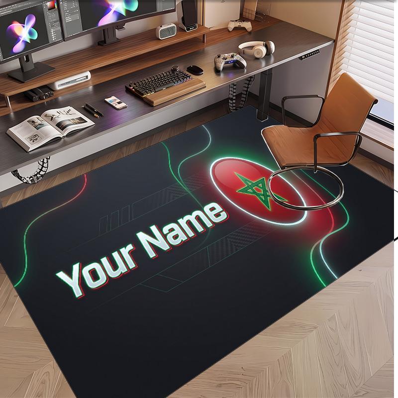 Personalized Crystal Velvet Carpet Morocco Football Pattern Non Slip Floor Rug