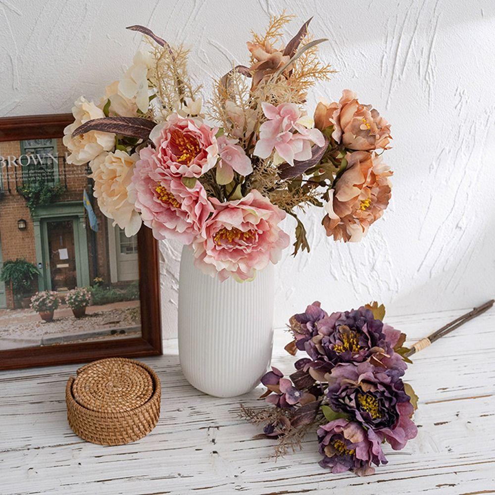 Роскошные шелковые ветки пионов Элегантная имитация пионов Букет искусственных пионов Сувениры для вечеринки