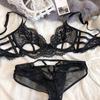 Сексуальный полый комплект с бюстгальтером пуш-ап для женщин, нижнее белье, ультратонкий дышащий бюстгальтер, французское искушение, нижнее белье, женский бюстгальтер без косточек