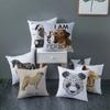 Geometric Cushion Cover Cute Dog Cat Pillowcase Sofa Living Room Home Decor Cartoon Animal