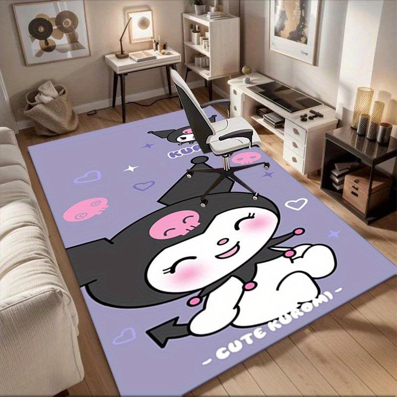 1pc Sanrio Kuromi Mermaid Printed Office Carpet Rectangle Rug Under The Table,Perfect Room Decor for Living Room, Bedroom, Kitchen, Non-slip Floor Mat