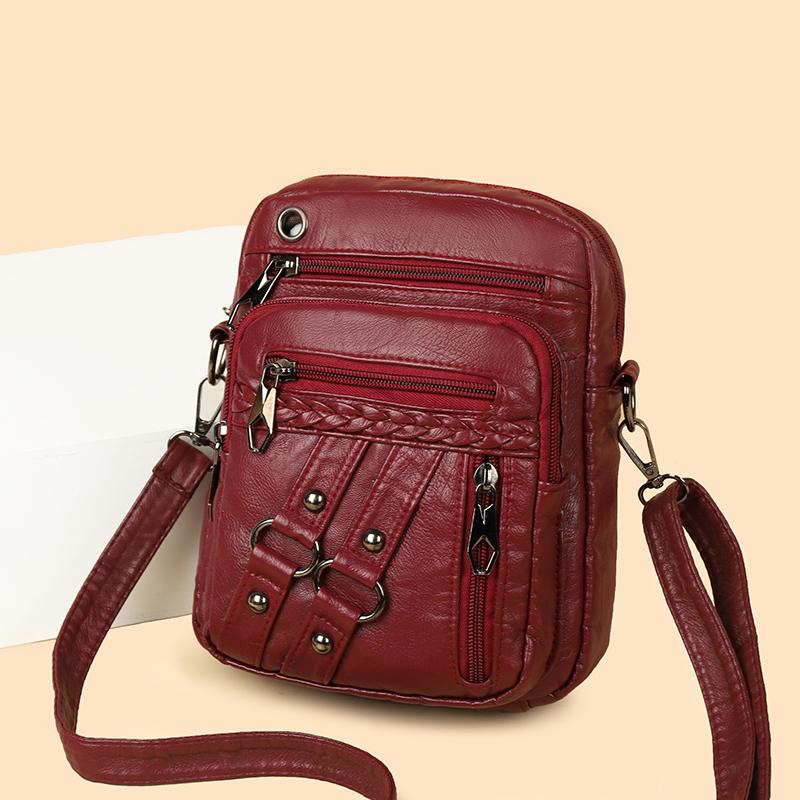 Женская мягкая кожаная сумка через плечо, сумка для мамы, большая вместимость, ретро-сумка для мобильного телефона
