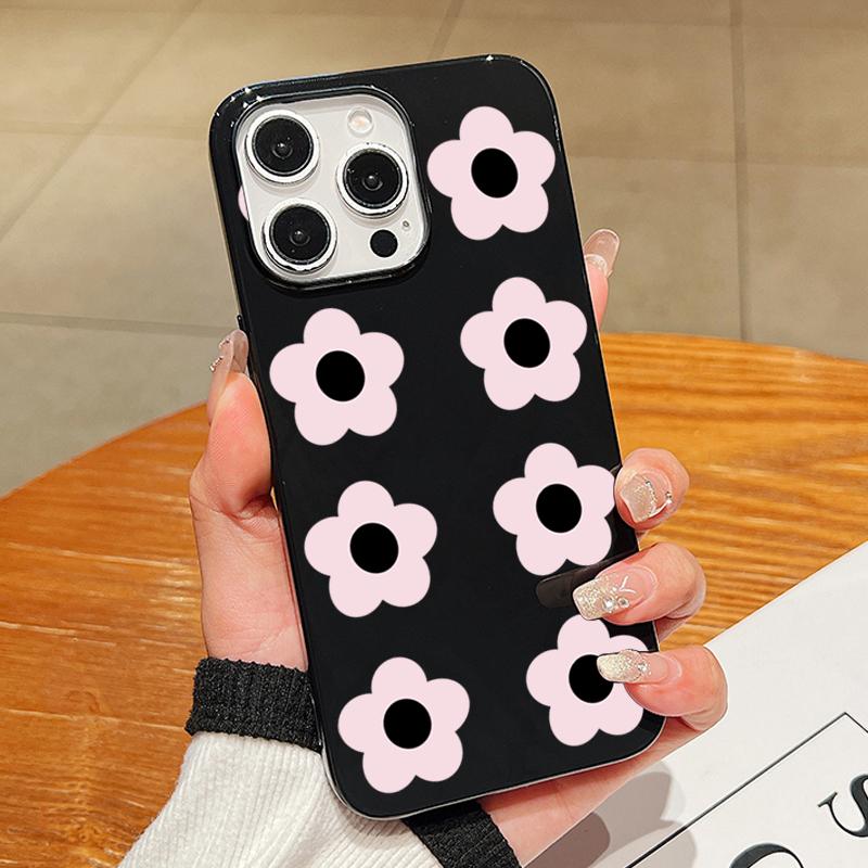 Милый чехол для телефона с принтом розовых цветов для iPhone17 16 15 14 Plus 13 12 11 Pro Max 16E X XR XS Max 7 8 Plus SE Ударопрочный мягкий чехол