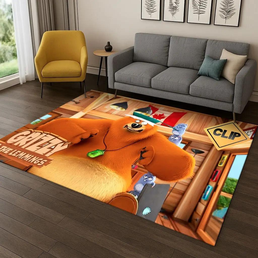 3D ковер Мультяшный ковер Гриззи и лемминги для спальни, гостиной, дивана, домашнего декора, коврик для игровой зоны детей, нескользящий коврик для пола, подарок
