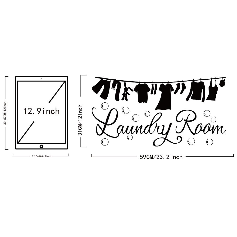 1pc PVC Wall Stickers for Laundry Room Decoration Clothes Pattern 310x590mm