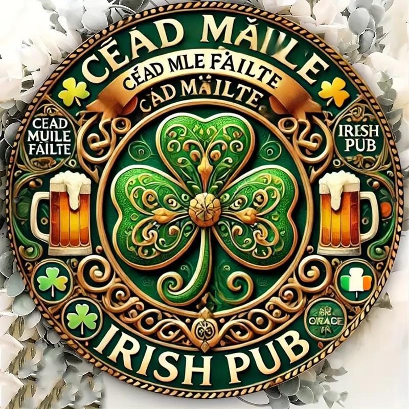 Изысканный деревянный знак «Счастливый клевер» — высококачественная круглая табличка в виде венка для подвешивания, состаренная винтажная отделка, универсальный декор для дома, комнаты, ресторана