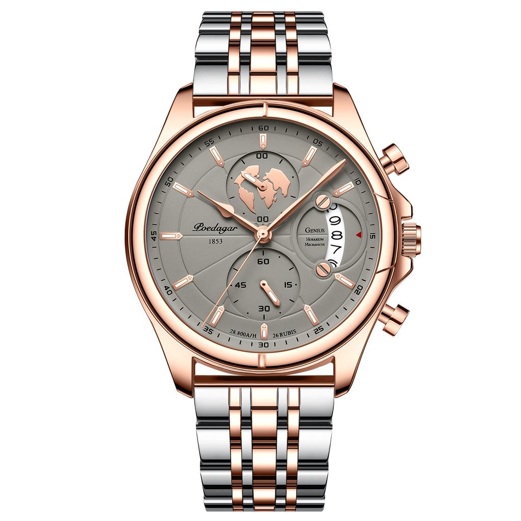 POEDAGAR Top Original Men Watch Chronograph Waterproof Date Quartz Luxury Watches Stainless Stain Business Male Wristwatch