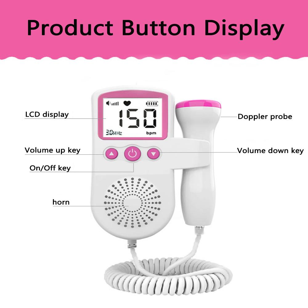 Фетальный допплеровский монитор сердечного ритма, ЖК-дисплей с подсветкой и датчиком 3 МГц, 50 ударов в минуту ~ 230 ударов в минуту, зонд для монитора сердечного ритма ребенка