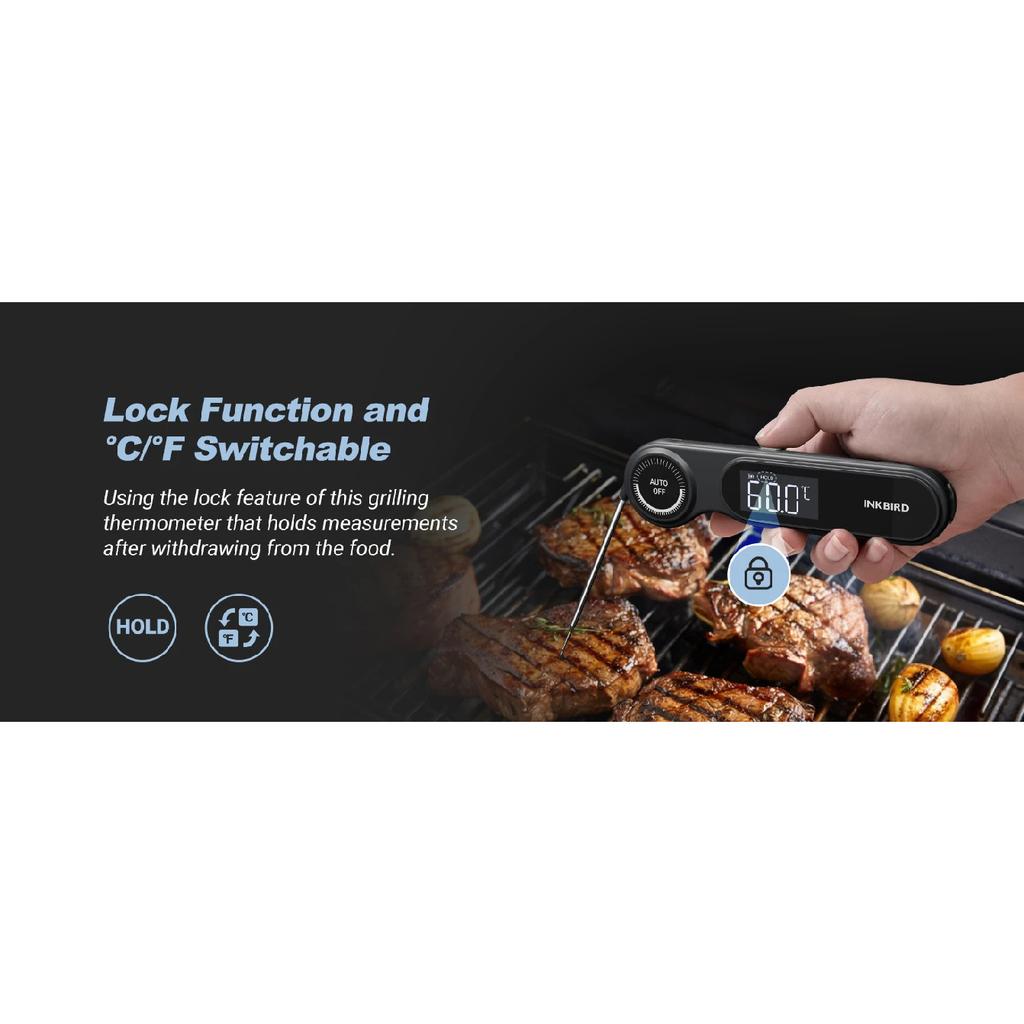 INKBIRD IHT-21K Instant Read Meat Thermometer, 0.5s, IP65 Waterproof, K Sensor, Magnetic, VA LCD, for Grilling, Baking, Brewing