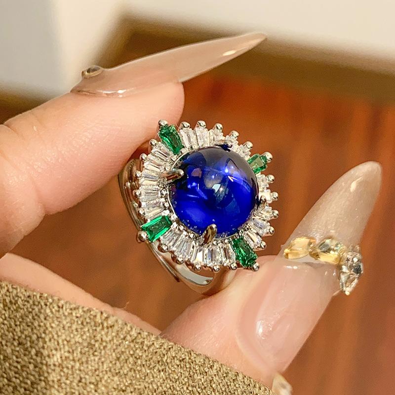 Аксессуары Кольца Ювелирные изделия Имитация Натуральный Халцедон Красный Корунд Роскошь Премиум Регулируемый Женская Мода