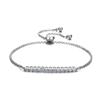 925 Sterling Silver Bracelet Row Of Zircon Crystal Adjustable Bracelet Feminine Charm Jewelry