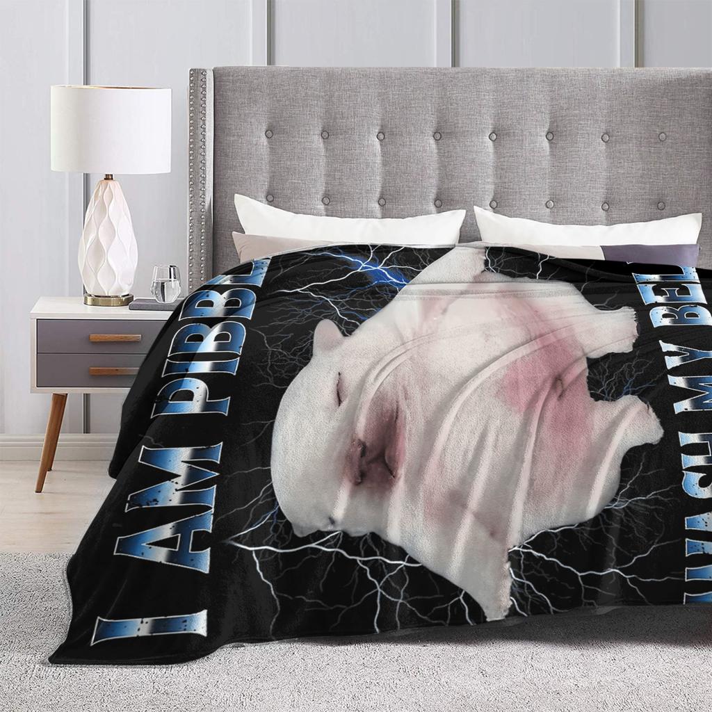 Funny I am Pibble Dog Puppy Warm Soft Blanket Child Plush Throw Blanket Pattern Couch Chair Flannel Bedspread Sofa Bed Cover