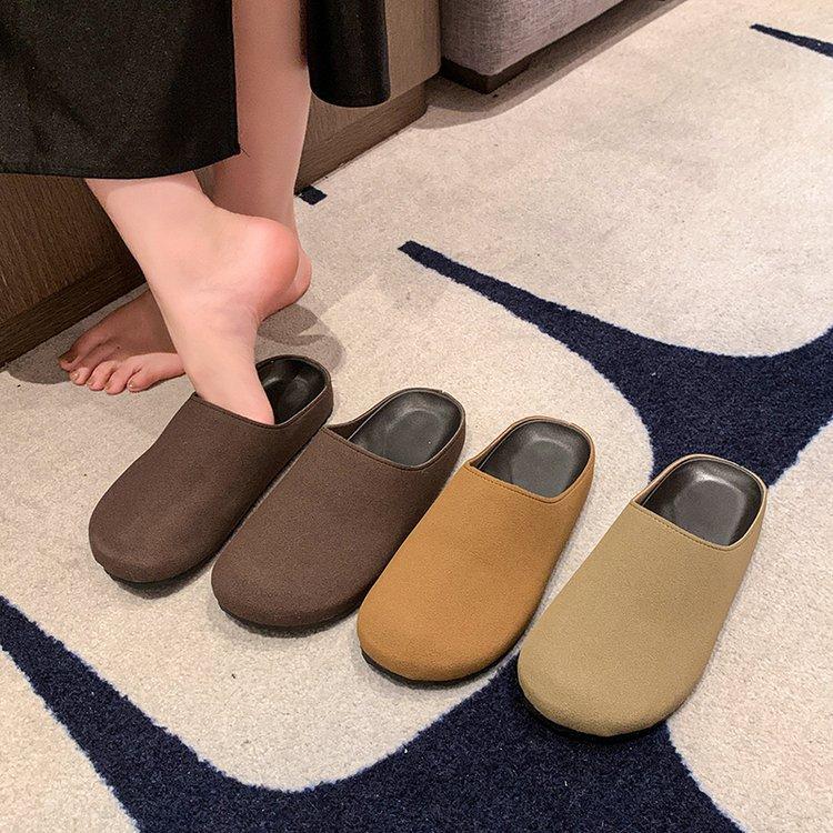 2024 новые ретро уродливые милые ленивые тапочки Boken с сумкой на голове, женские повседневные тапочки с плоским дном и круглой подошвой на толстой подошве