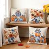 Pcs Blue And White Porcelain Pumpkin Autumn Pattern Single Sided Printed Cushion Coverfor Home Decoration
