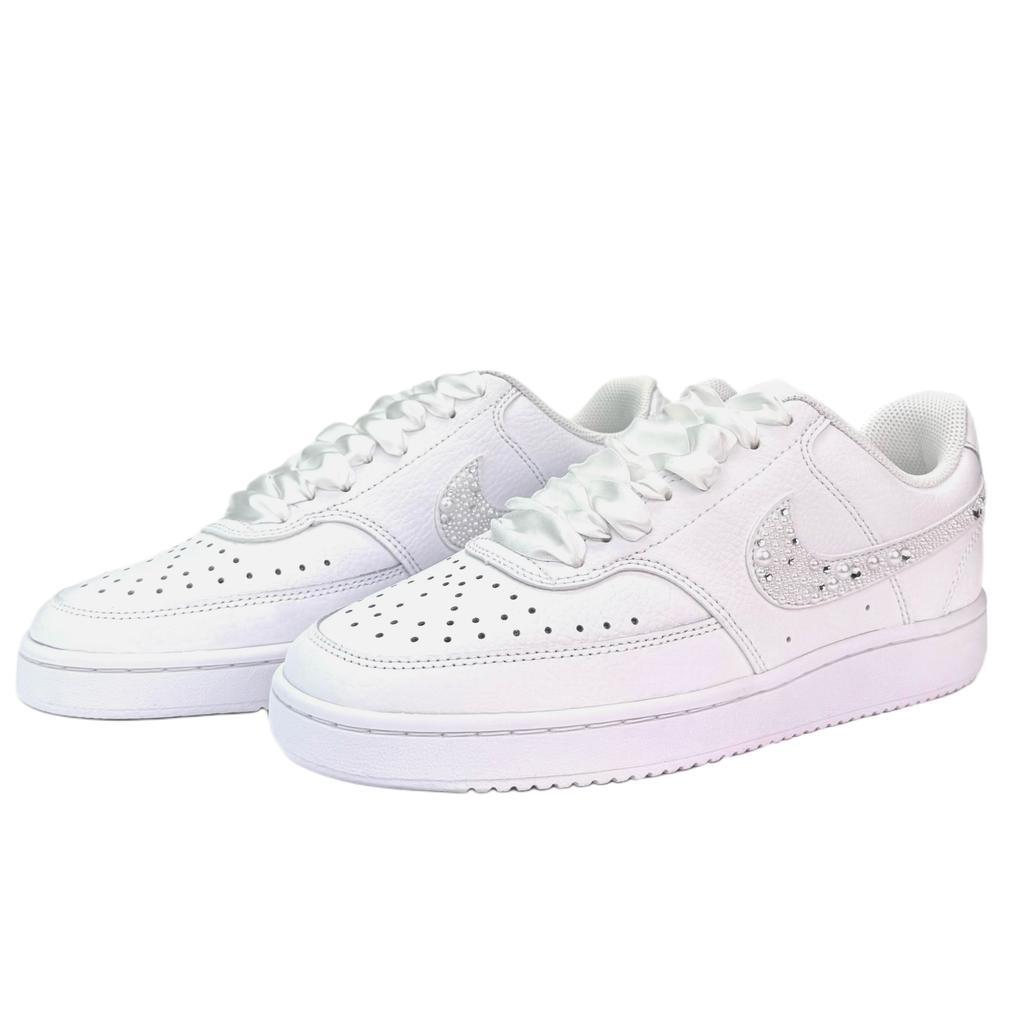 Nike Court Vision 1 Shopping Bag, White Moonlight Low top Skateboard Shoes Women's White DH3158-100(Team801-S-BOX)