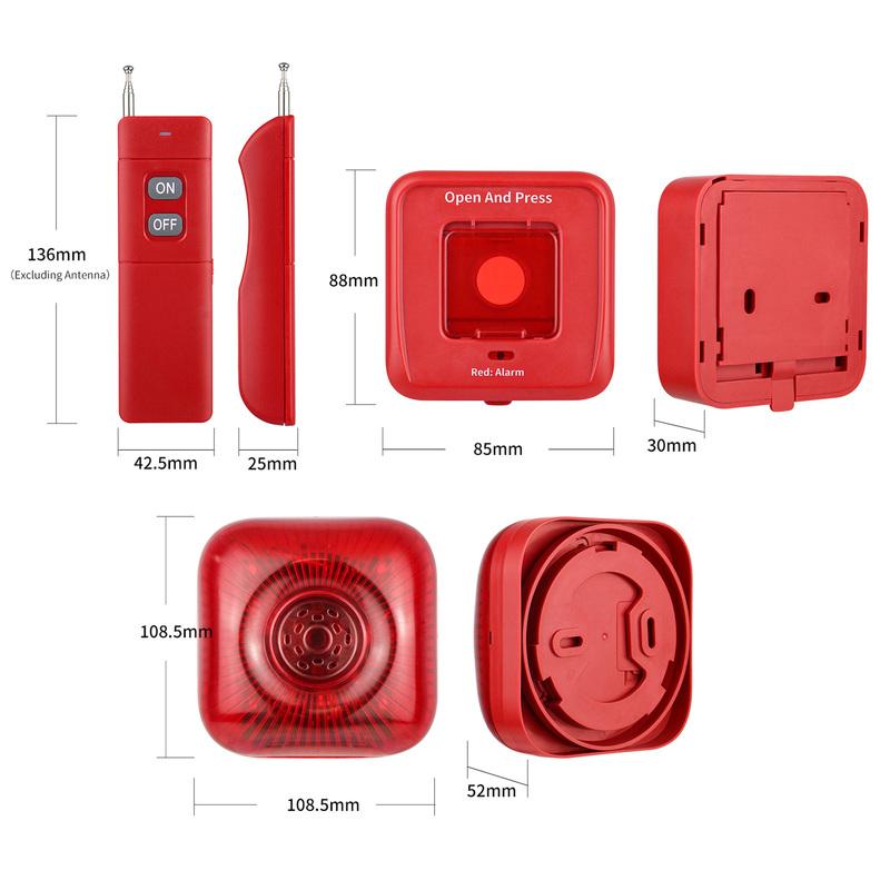 3 Pack Wireless RF 433MHz Fire Alarm Panel Manual Fire Alarm Bell Wireless Sound Light Alarm Security System Smart Alert Remote