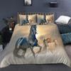 Комплект пододеяльников с изображением лошадей и диких животных, размер Queen King Size для детей, подростков и взрослых, комплект постельного белья из полиэстера