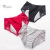Women Menstrual Panties Lace Solid Color Plus Size Butt-lifted Mid Waist Seamless Elastic Period Leakproof Briefs Underpants Female Underwear